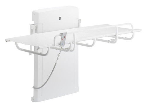 Pressalit Height adjustable shower change table 1000 R8583114 inc. safety rail - 1400mm Pressalit Height adjustable shower change table 1000 R8583114 inc. safety rail - 1400mm