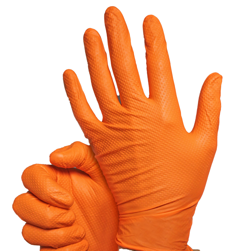 Nitrile Texture Gloves - Orange