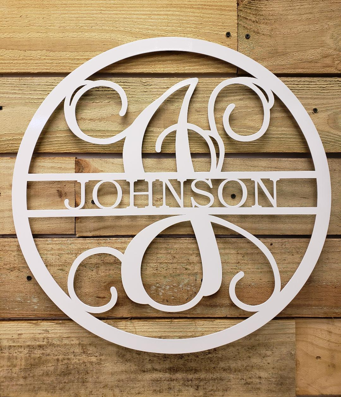 Circle Monogram with last name - Metal Worx Inc