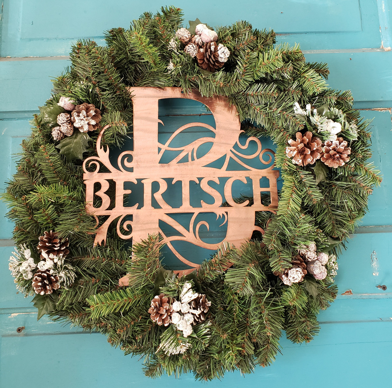 Christmas Wreath with Monogram - Metal Worx Inc