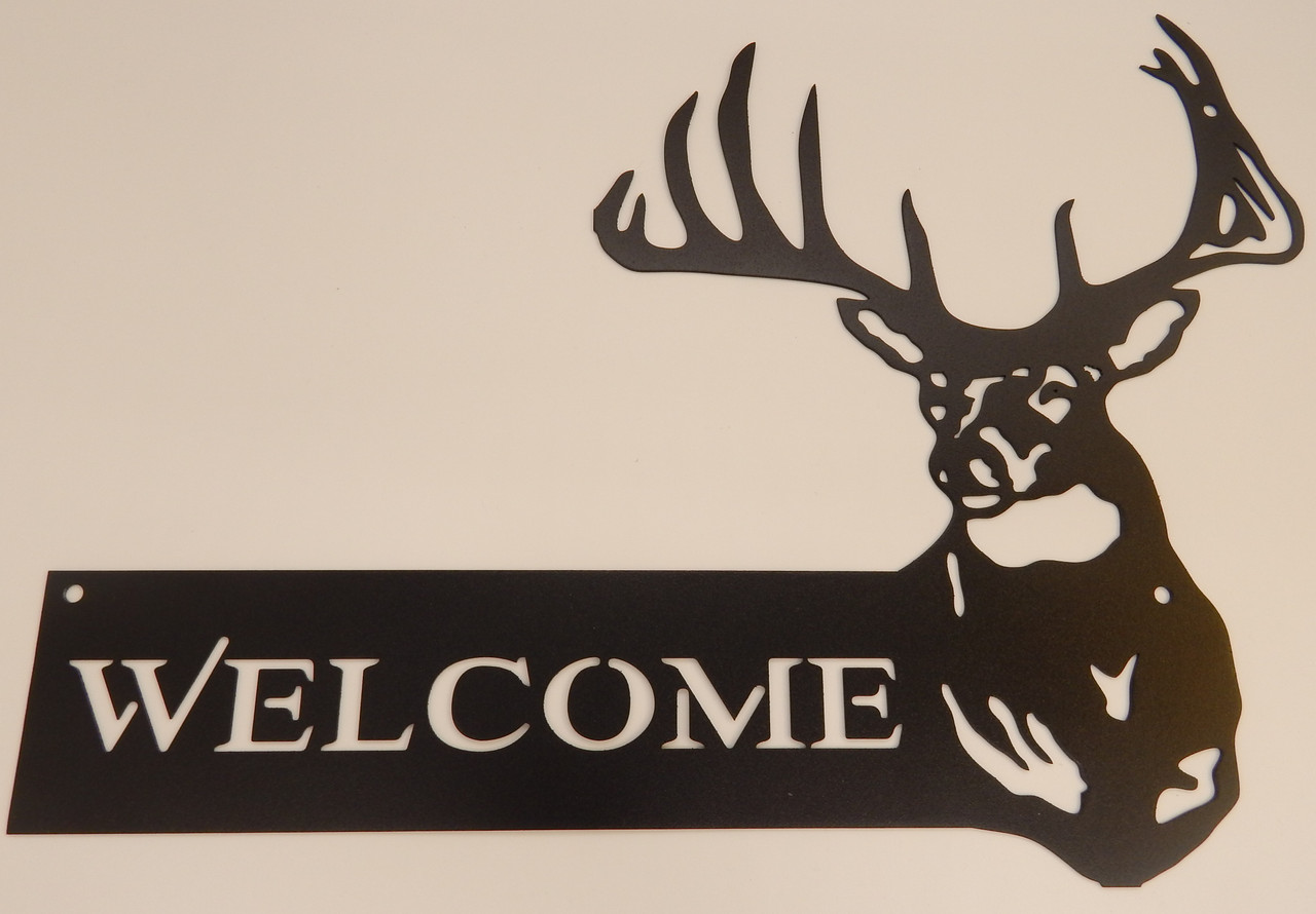 Winter Sunset Deer Buck and Doe Round Metal Wreath Sign