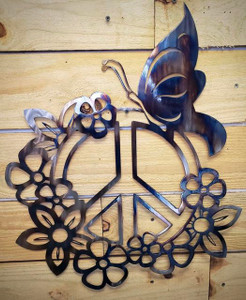 Torched Peace Symbol with Butterfly