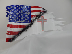 Painted Half Christian and Half USA Flag