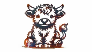 Baby Highland Cow Metal Wall Art - 18 x 9 in. Beautiful Disaster
