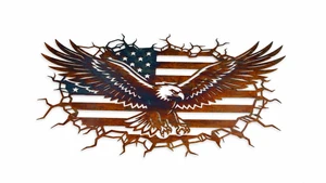 Flying Eagle with American Flag Metal Wall Art - 22 x 12 in. Beautiful Disaster
