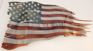 Battle Worn "In God We Trust" Patina 36"x21" Flag