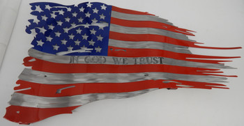 46" x 27" Painted "In God We Trust" Battle Worn Flag 