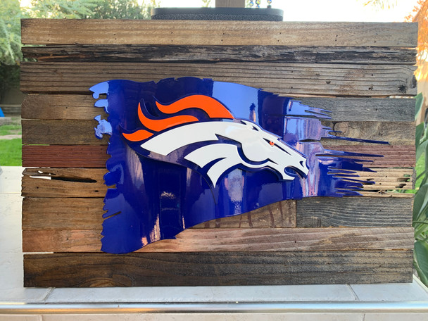 Sam Akerson 1 Mini Denver Broncos Custom Colored FLag and 1 mini Patina