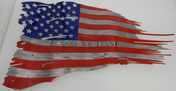 24" x 14" Painted  "In God We Trust" Battle Worn Flag 