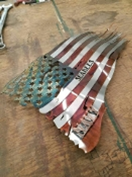 Battle worn "seabees" patina 24" x 14" Flag