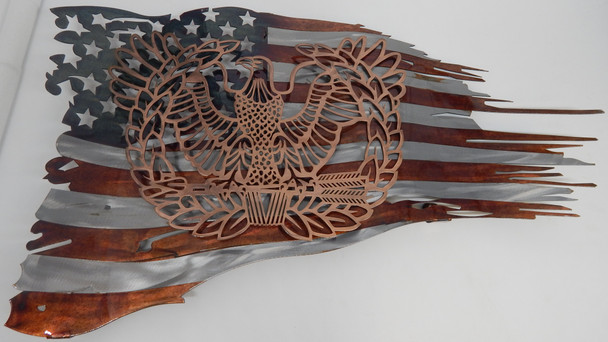 24" x 14" Patina Flag/Warrant Officer Rising Eagle