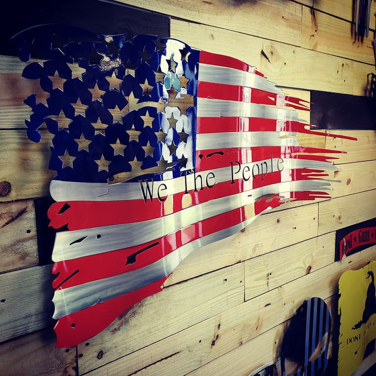 46" x 27" Painted "We The People" Battle Worn Flag 