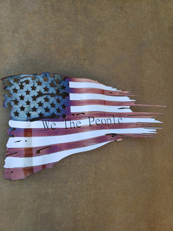 Battle Worn "We The People" Patina 46"x27" Flag