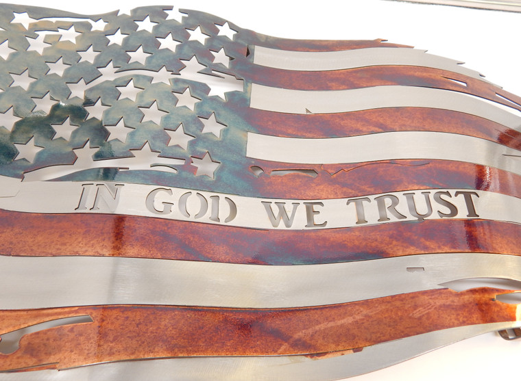 Battle Worn "In God We Trust" Patina 46"x 27" Flag