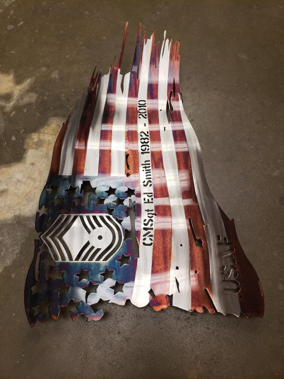 USAF Chief Master sergeant 24" x 14" Patina Battle Worn Flag