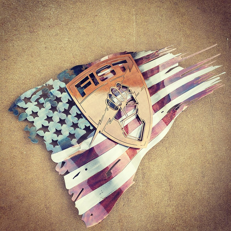 24" x 14" Patina HHC 3rd BDE 1st ID Battle Worn Flag. 