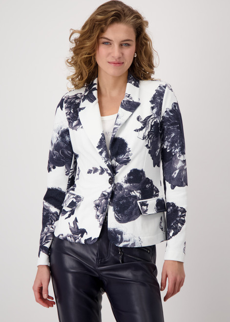 MONARI Blue Blazer With Floral Print | 409359