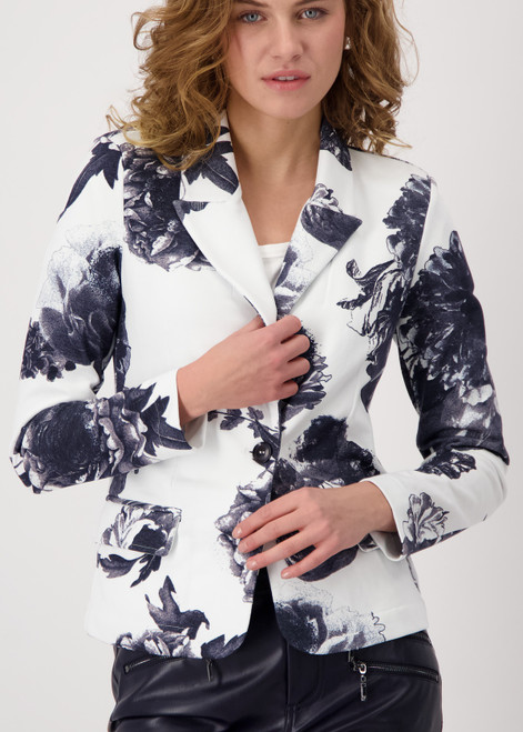 MONARI Blue Blazer With Floral Print | 409359