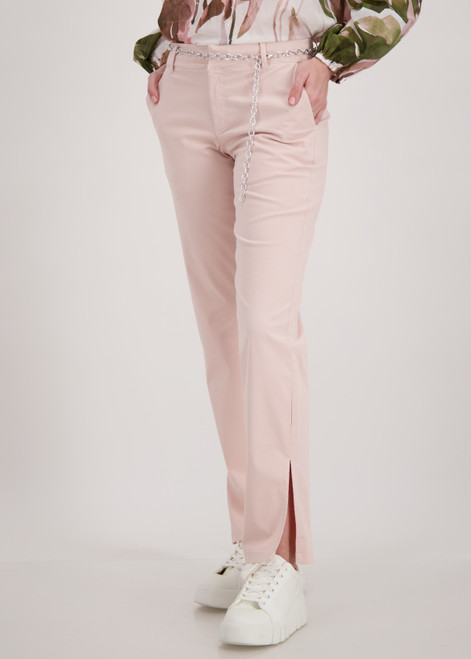 MONARI Pink Straight Trousers With Slit And Chain Belt | 407754