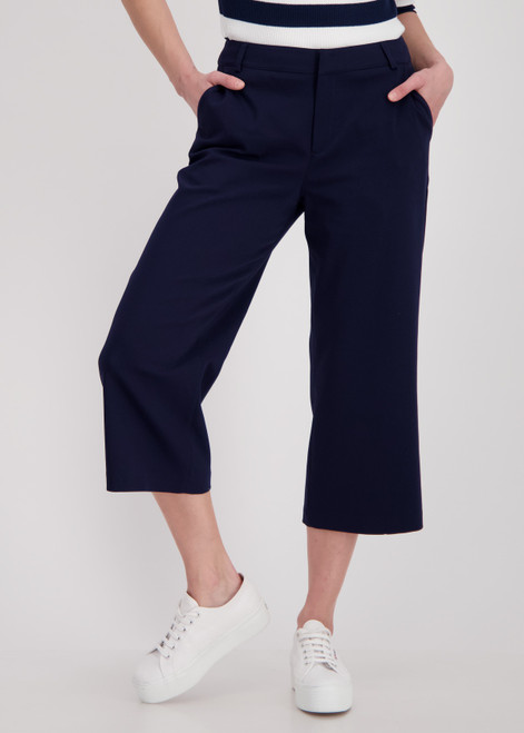 MONARI Gray 3/4 Wide-Leg Trousers | 407976