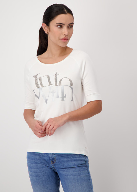 MONARI White T-Shirt With Decorative Lettering | 408192