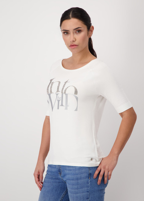 MONARI White T-Shirt With Decorative Lettering | 408192