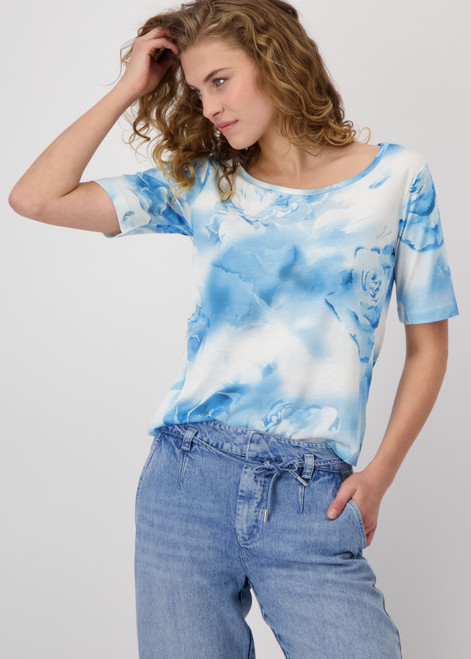 MONARI Blue T-Shirt With Floral Pattern | 409167