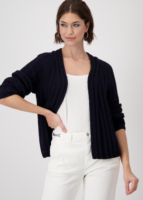 MONARI Blue Knitted Throw With Ribbed Texture | 409225