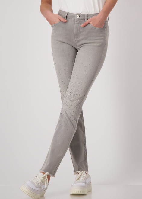 MONARI Gray Jeans With Rhinestones | 409426