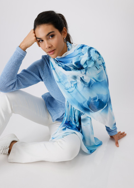 MONARI Blue Scarf With Floral Pattern | 409435