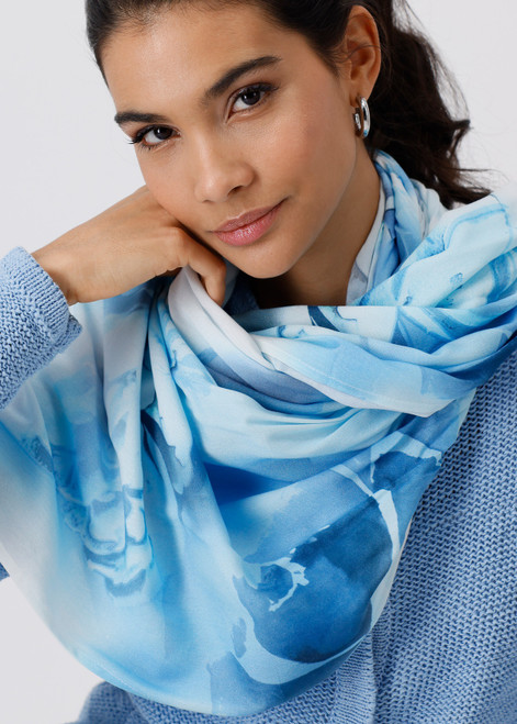 MONARI Blue Scarf With Floral Pattern | 409435
