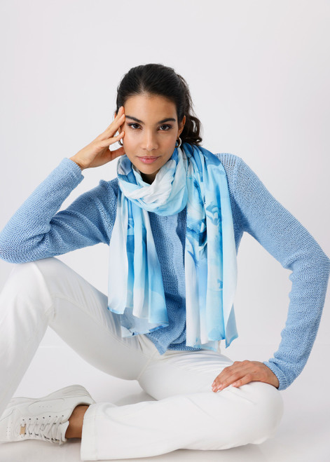MONARI Blue Scarf With Floral Pattern | 409435