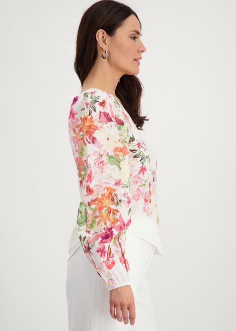 MONARI White One-Shoulder Blouse With Floral Pattern | 409907