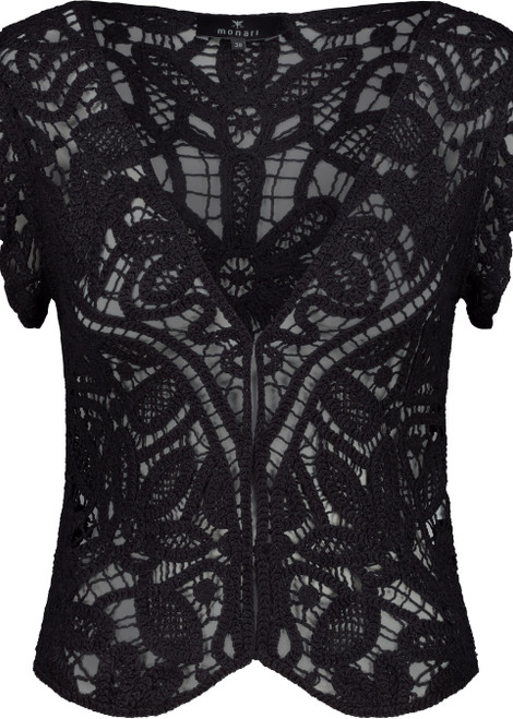 MONARI Black Crochet Waistcoat | 409946