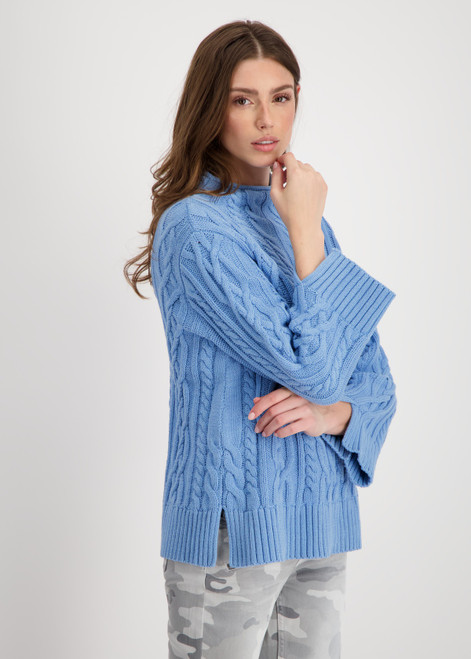 MONARI Blue Jumper With Cable Stitch Pattern | 807529