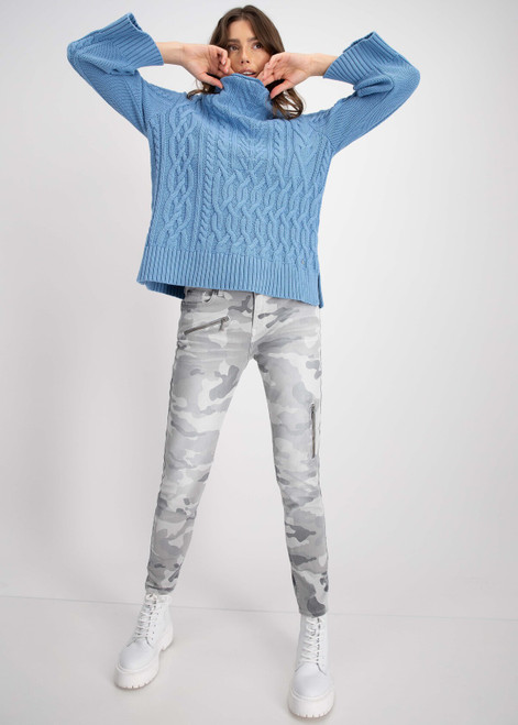 MONARI Blue Jumper With Cable Stitch Pattern | 807529