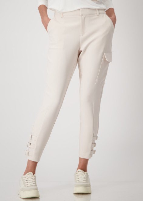 MONARI Beige Cargo Trousers With Side Buckles | 807793