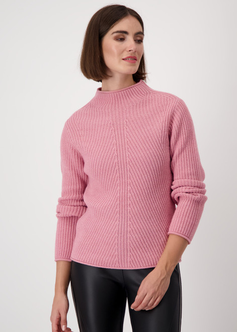 MONARI Pink Knitted Jumper With Half-Cardigan Stitch Pattern | 808039