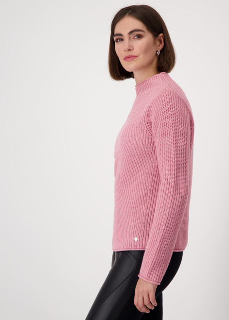 MONARI Pink Knitted Jumper With Half-Cardigan Stitch Pattern | 808039