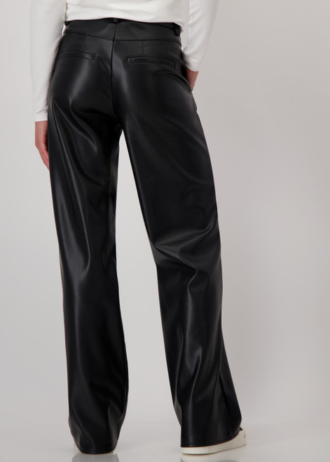 MONARI Black Imitation Leather Wide-Leg Trousers | 808257