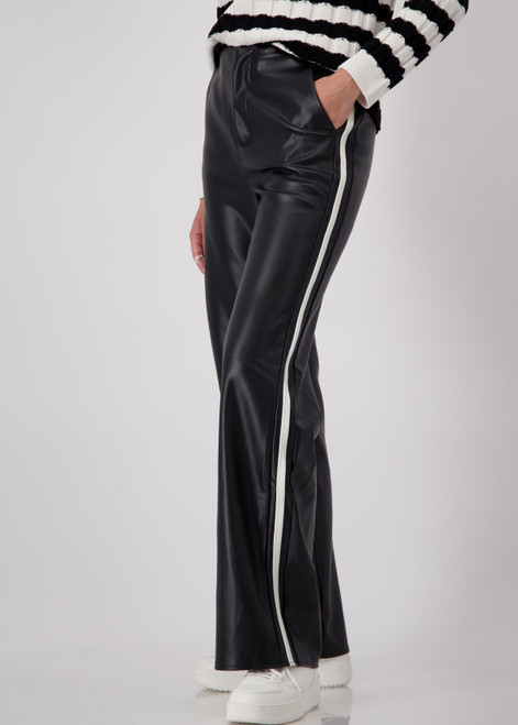 MONARI Black Faux Leather With Side Stripes | 808276