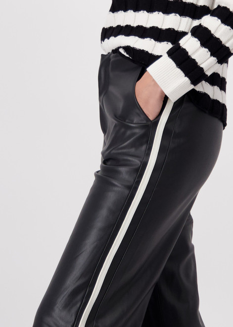 MONARI Black Faux Leather With Side Stripes | 808276