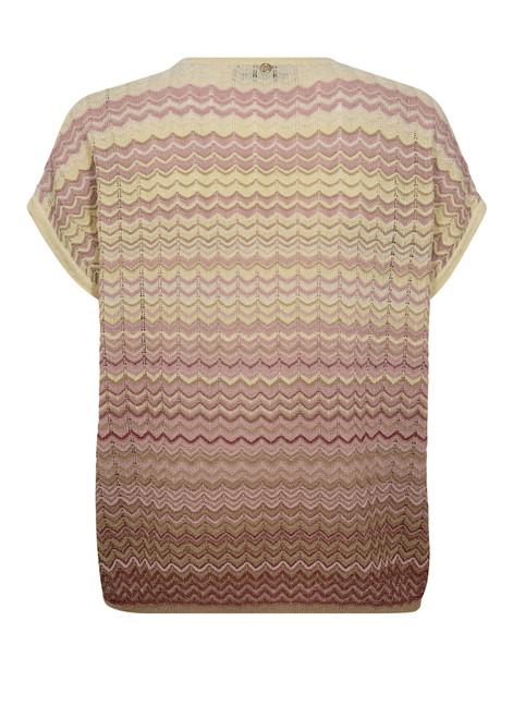 MOS MOSH Powder Pink Mmshani Zig Zag V-Neck Knit | 170730
