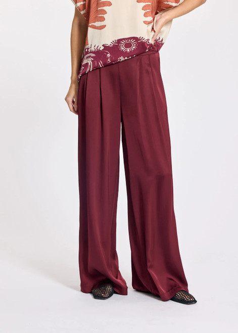 LAUREN VIDAL Vine Flowing Viscose Trousers With Pleats And Soft Fabric | AGATA