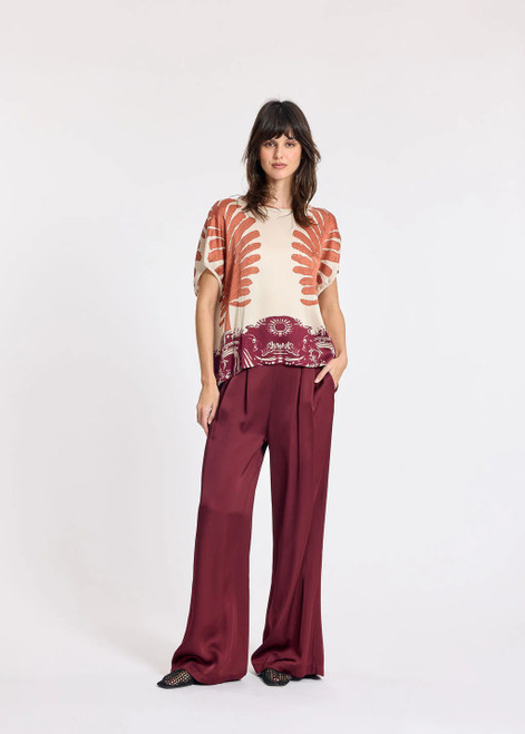 LAUREN VIDAL Vine Flowing Viscose Trousers With Pleats And Soft Fabric | AGATA