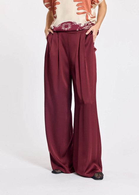 LAUREN VIDAL Vine Flowing Viscose Trousers With Pleats And Soft Fabric | AGATA