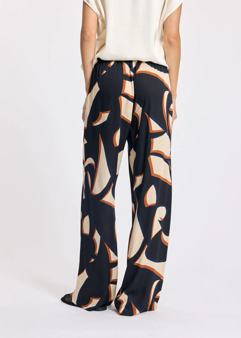 LAUREN VIDAL Graphic Flowing Graphic Viscose Pants With Elastic Waist | ALISA