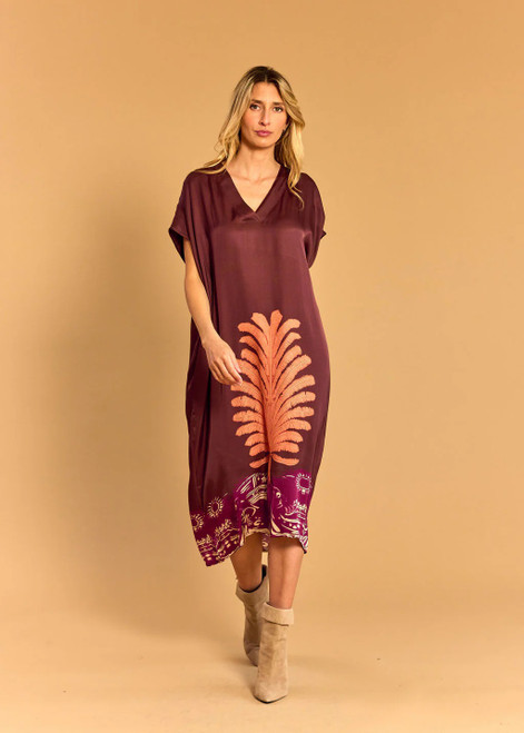 LAUREN VIDAL Ambra Coral Printed Caftan Dress | AMBRA