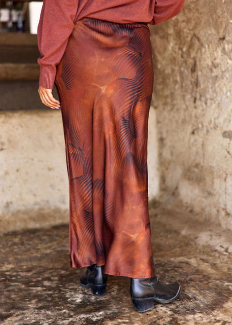 LAUREN VIDAL Havana Printed Silk Bias Skirt, Iconic, Easy-To-Wear Flared Silhouette.