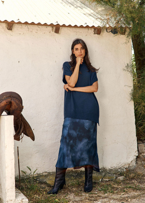 LAUREN VIDAL Moon Printed Silk Bias Skirt, Iconic, Easy-To-Wear Flared Silhouette.